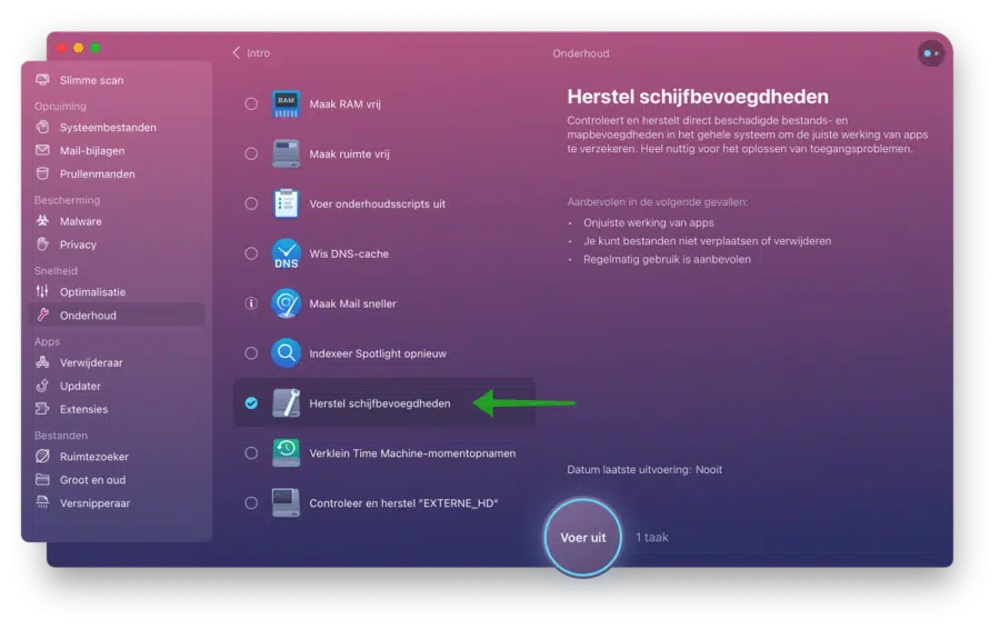 Herstel schijfbevoegdheden in mac