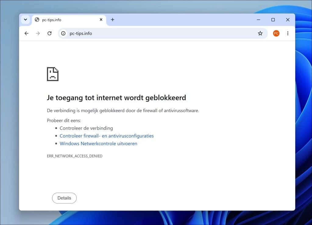 Toegang tot internet blokkeren voor een applicatie