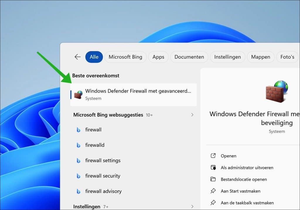 Windows Defender Firewall met geavanceerde beveiliging