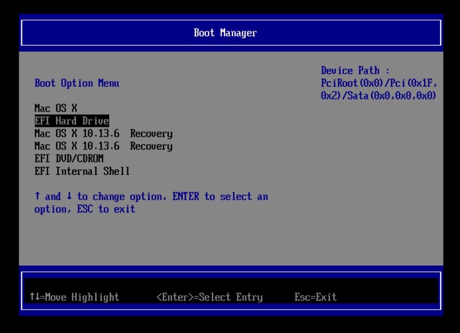 mac boot manager efi boot time machine backup testing