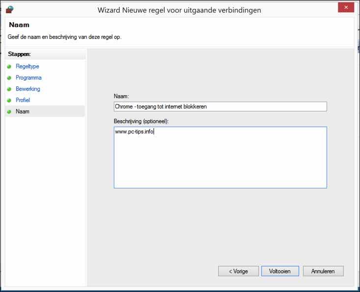 uitgaande verbinding blokkeren windows firewall instellingen