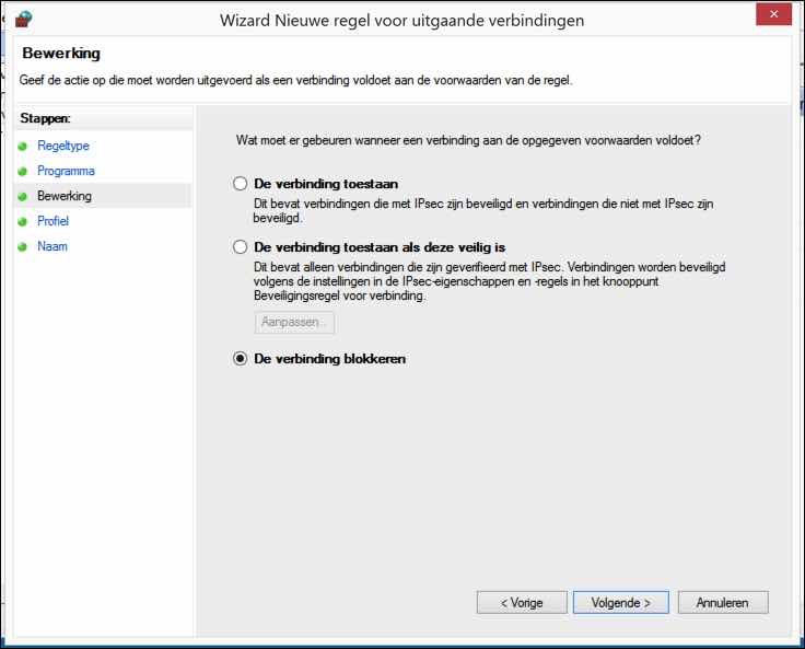 Firewall de Windows bloqueando la conexión saliente