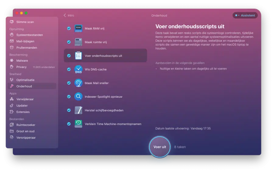 Onderhoudsscripts uitvoeren op Mac