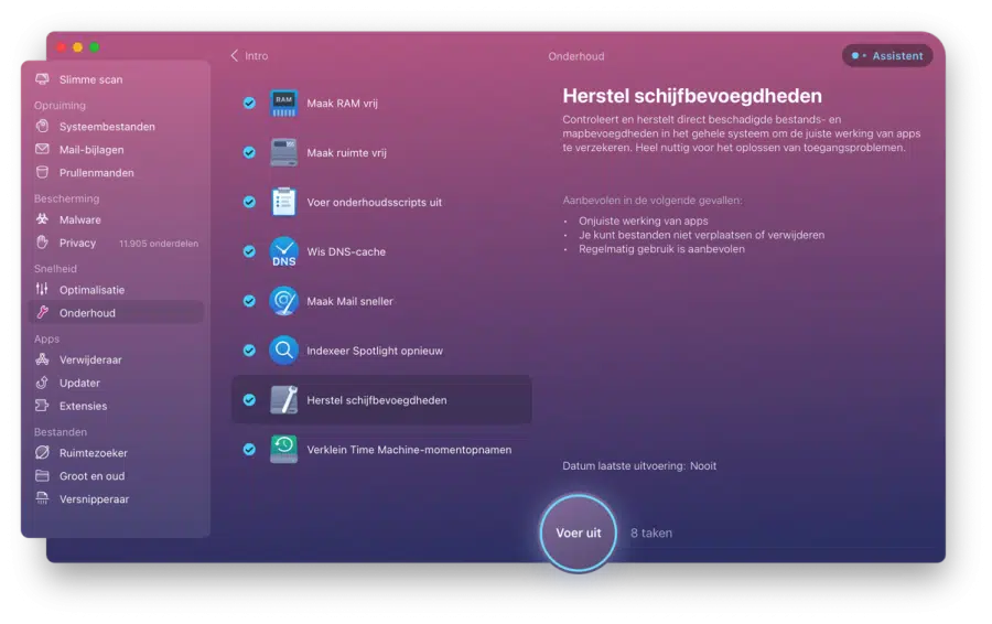 Schijfbevoegdheden herstellen