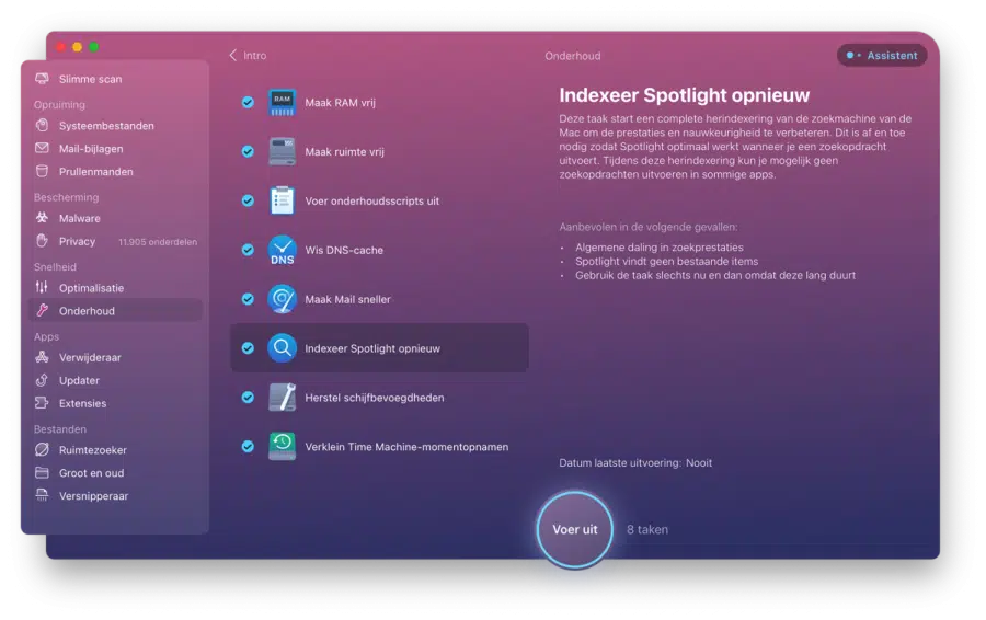 Spotlight opnieuw indexeren