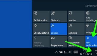 bluetooth inschakelen windows 10 actiecentrum