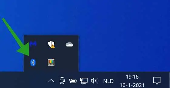 bluetooth pictogram in windows systeemvak