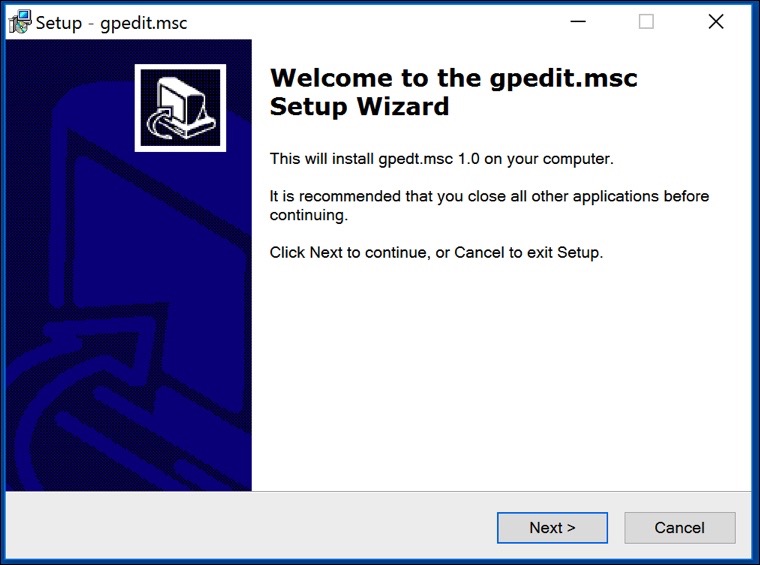 gpedit.msc Windows 10 Home-Installation