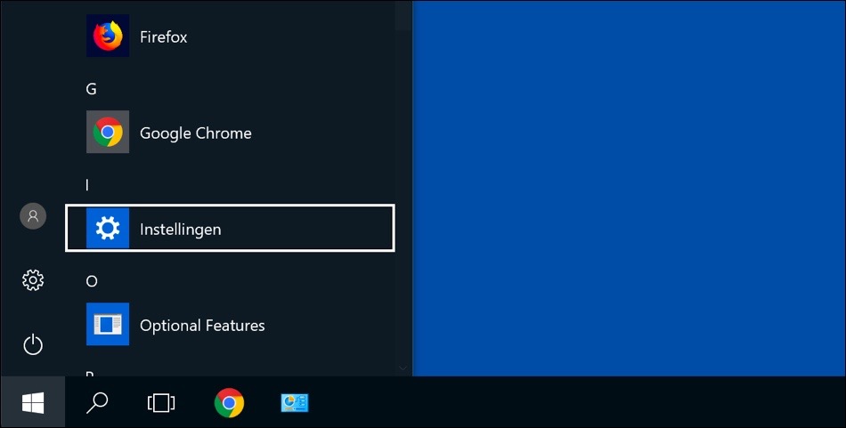 instellingen windows 10