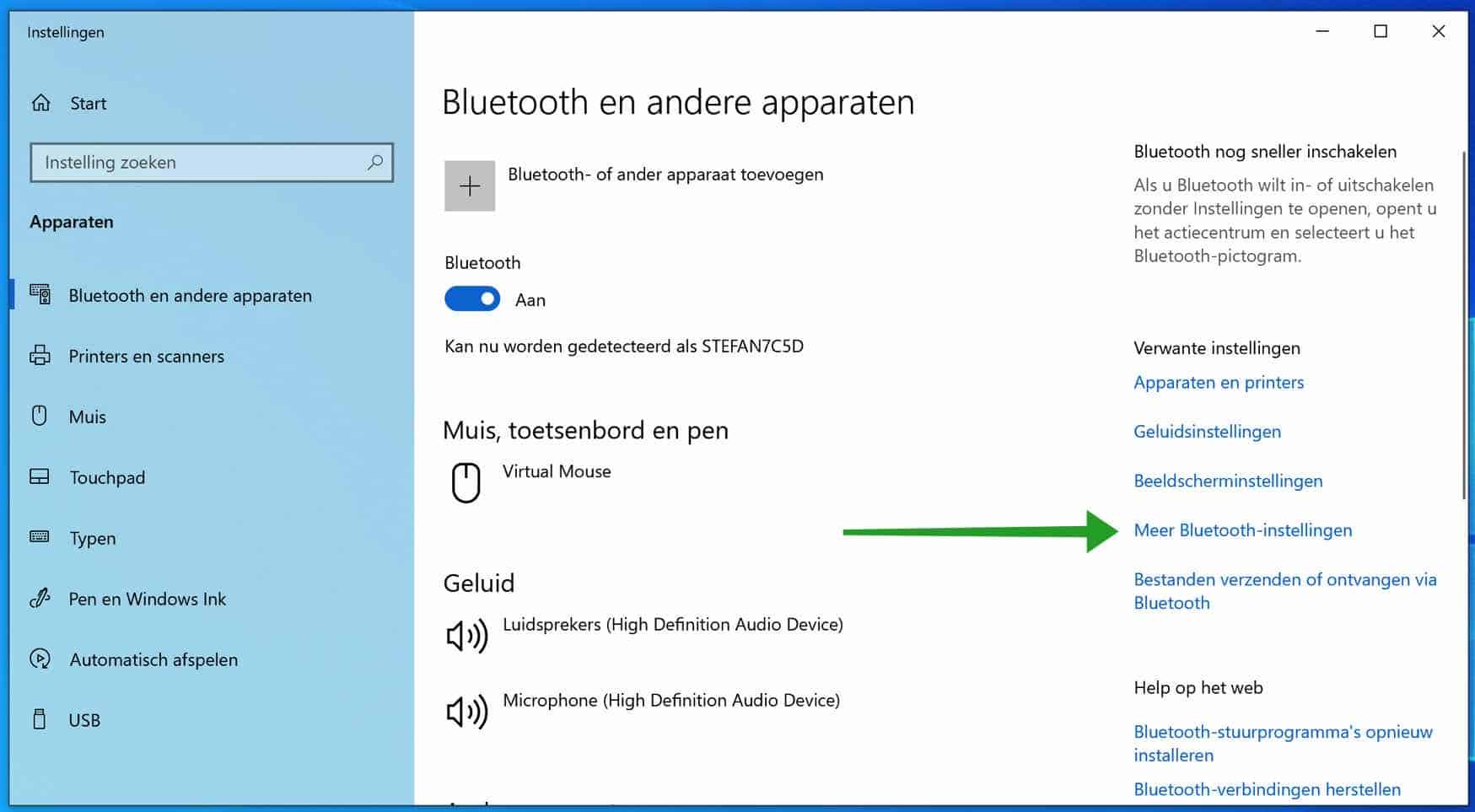 más configuraciones de bluetooth