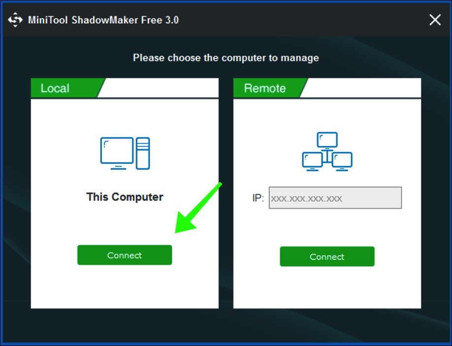 minitool shadow maker start