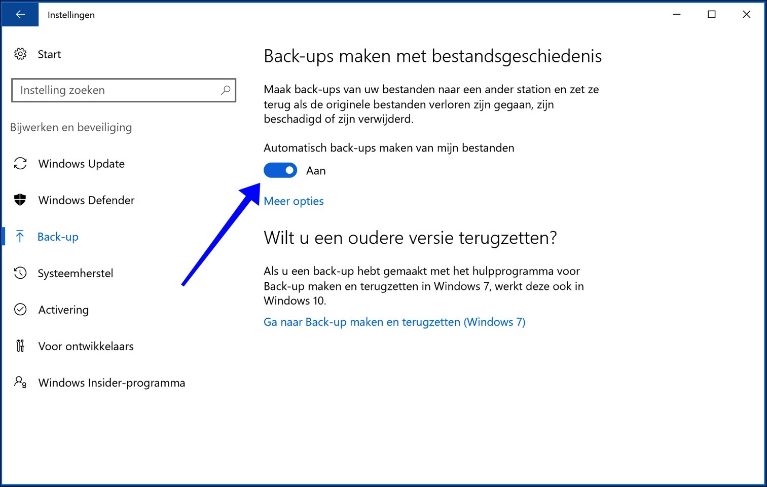 windows 10 automatisch bestandsgeschiedenis backup maken