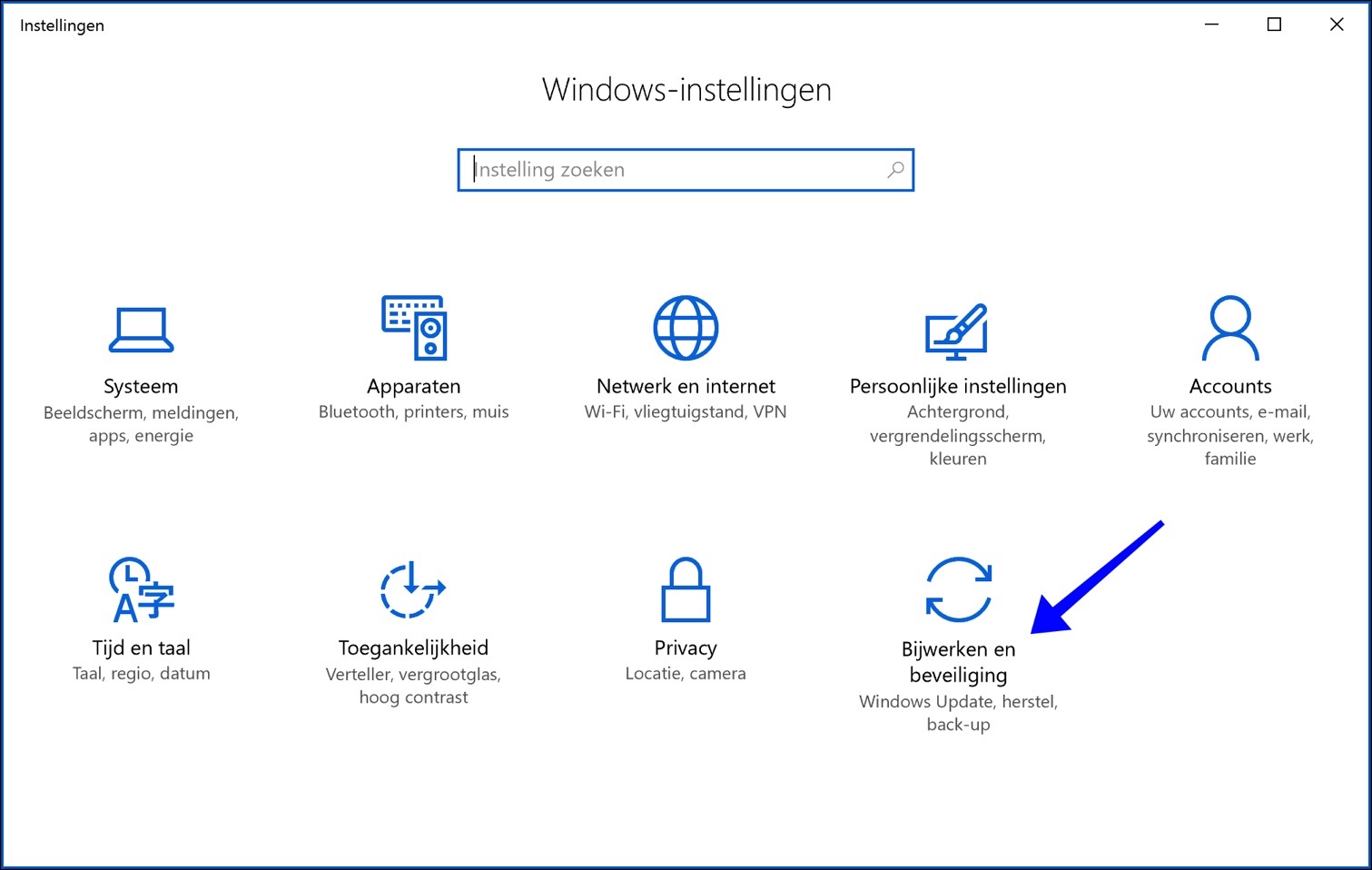 windows 10 back-up instellingen