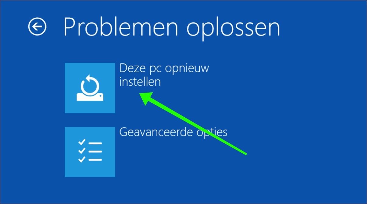 windows 10 installeren opnieuw instellen