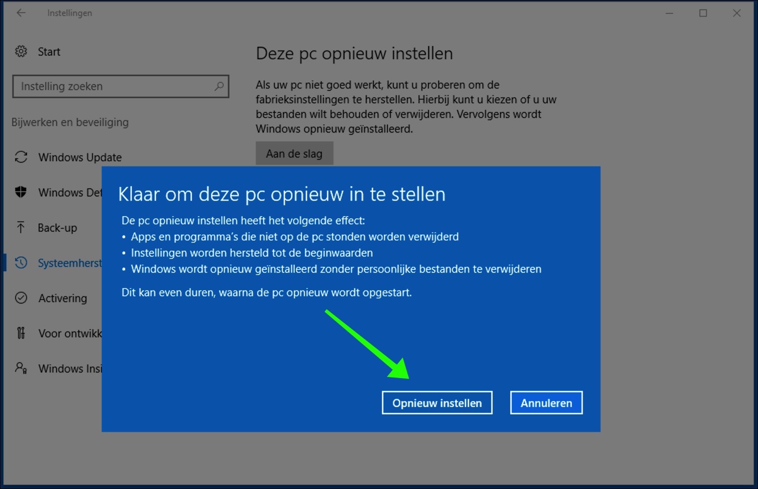 réinstaller Windows 10 confirmer