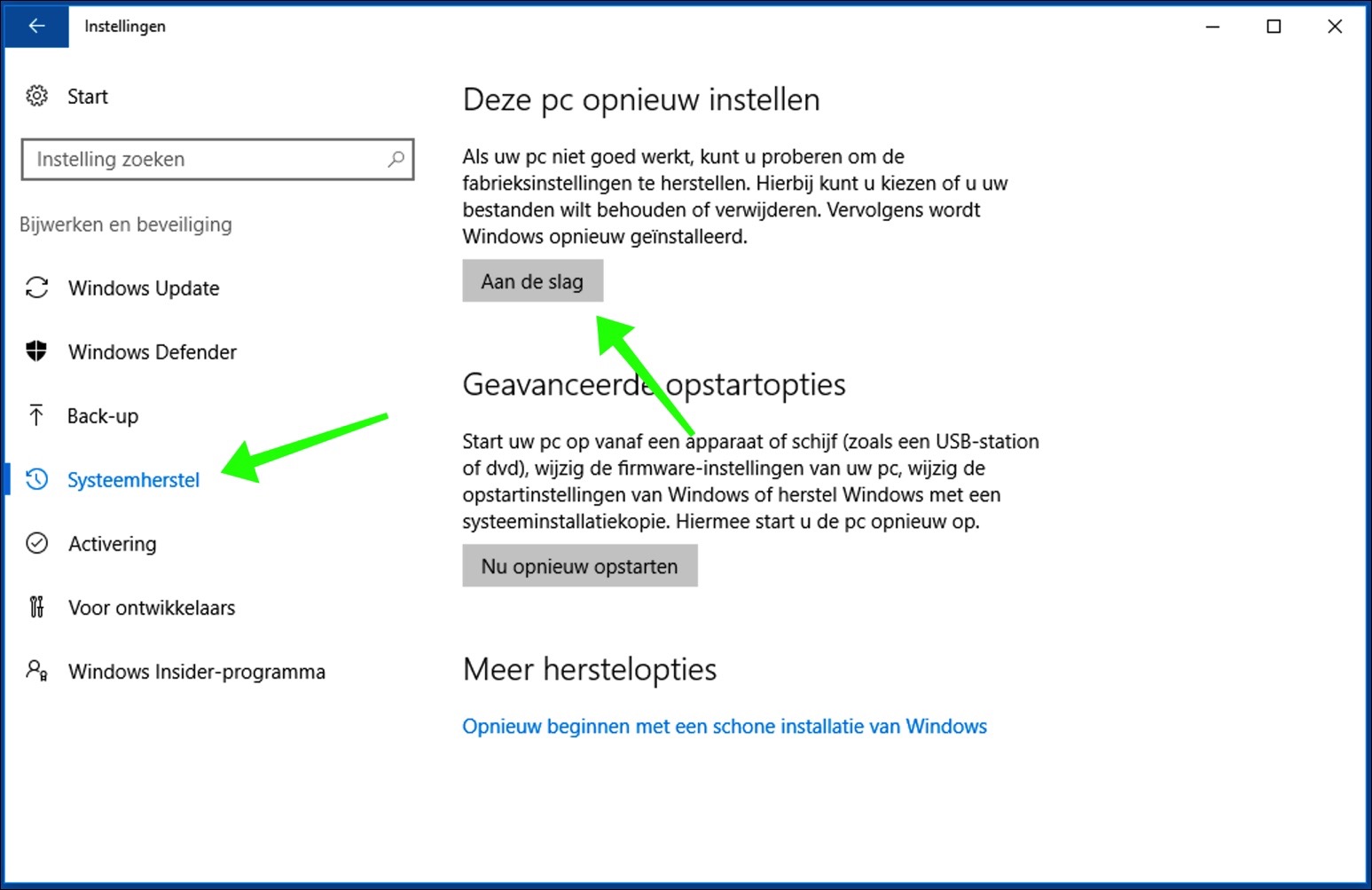 windows 10 systeemherstel