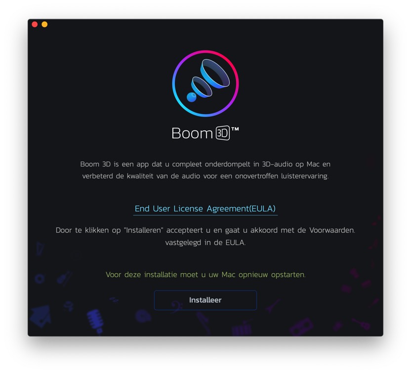 boom installeren mac volume verhogen