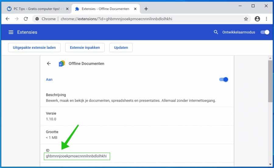 identifiant d'extension de navigateur Google Chrome