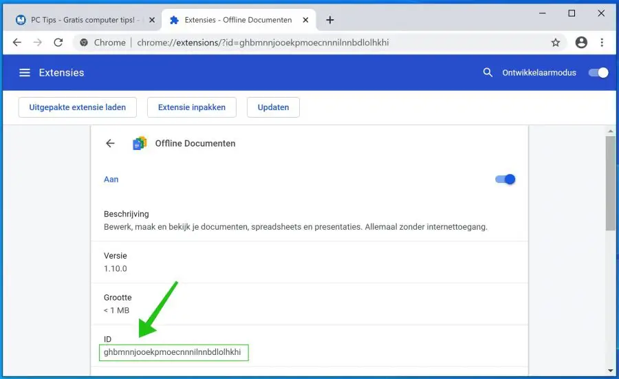 browser extensie id google chrome
