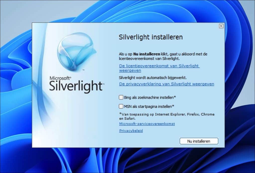 Silverlight installeren