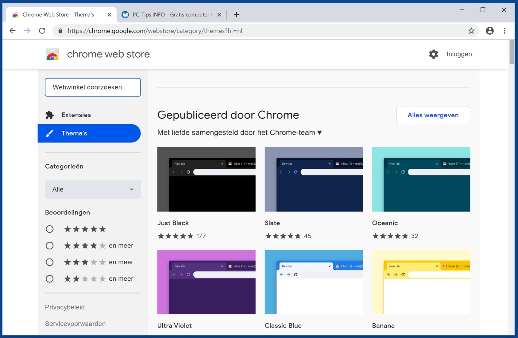 installer les thèmes du Chrome Web Store