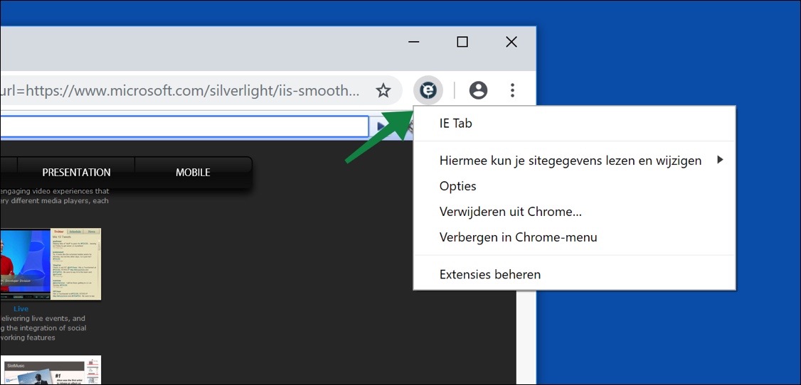 ie tab options google chrome