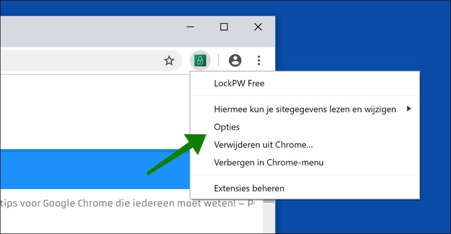 options lockpw mot de passe google chrome défini