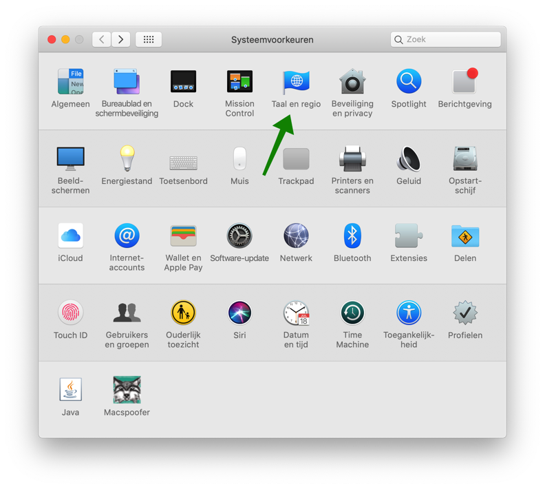 mac taal wijzigen instellingen