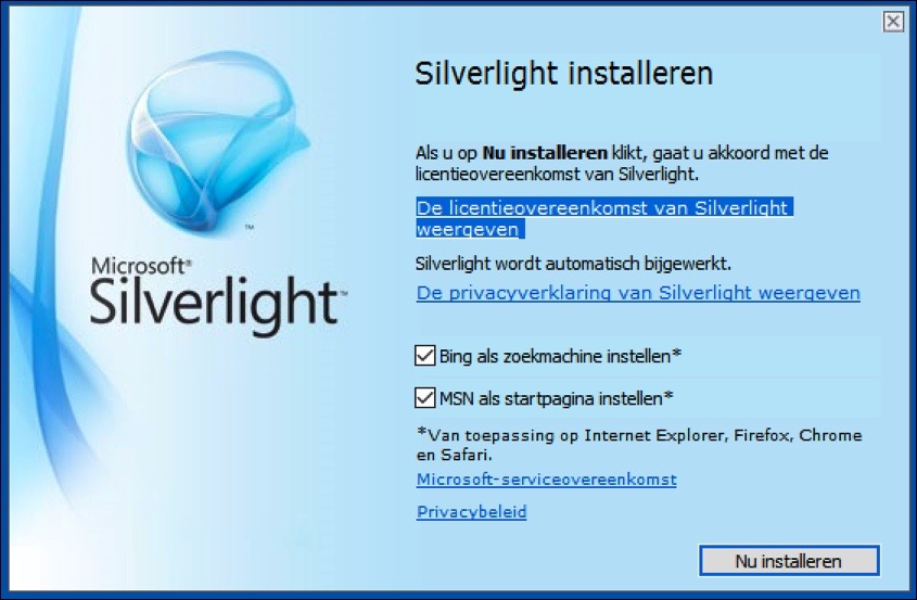 silverlight 安装 Internet Explorer