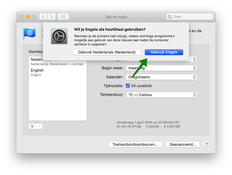 changer la langue mac enregistrer