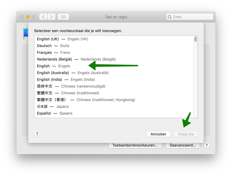 add new language mac