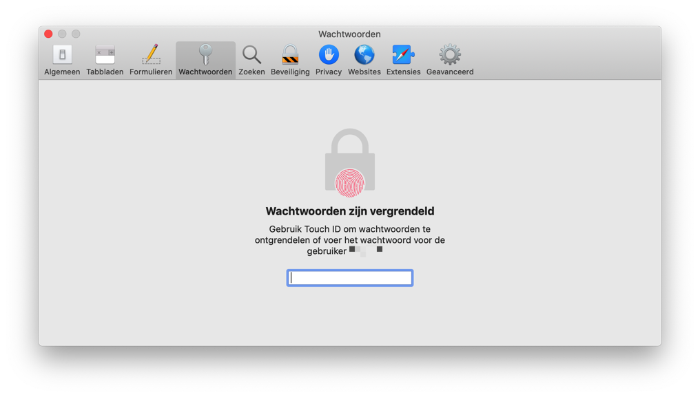 wachtwoorden gebruikersnaam beheren safari mac