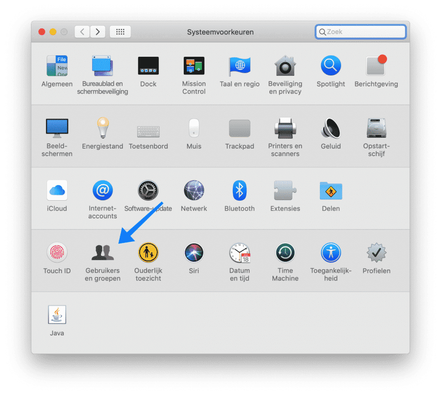 gebruikers en groepen mac instellingen