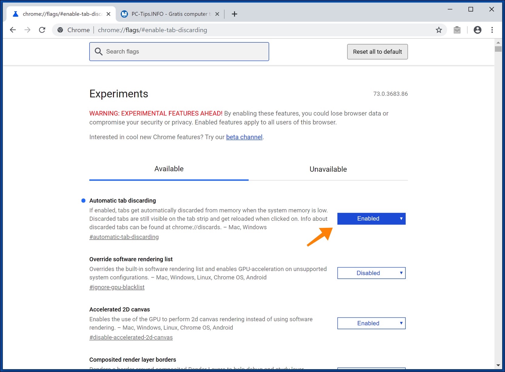 Activer la suppression automatique des onglets de Google Chrome