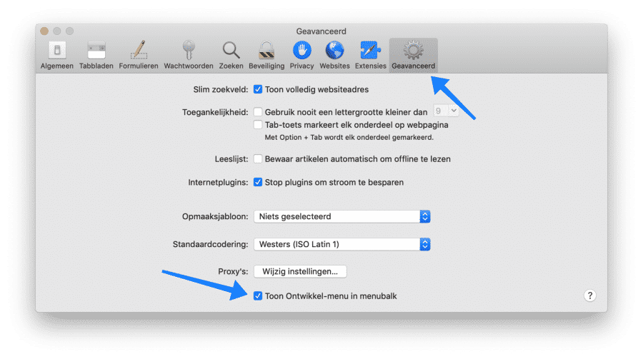 developer menu enable safari for slow mac