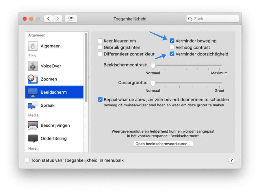 Passen Sie langsame visuelle Komponenten des Mac an