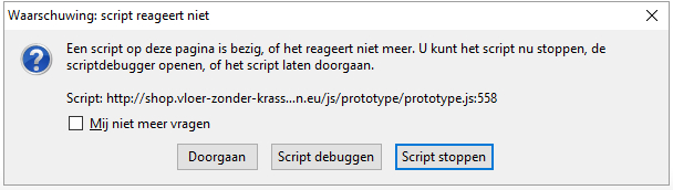 Waarschuwing script reageert niet Firefox