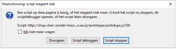 Waarschuwing script reageert niet Firefox