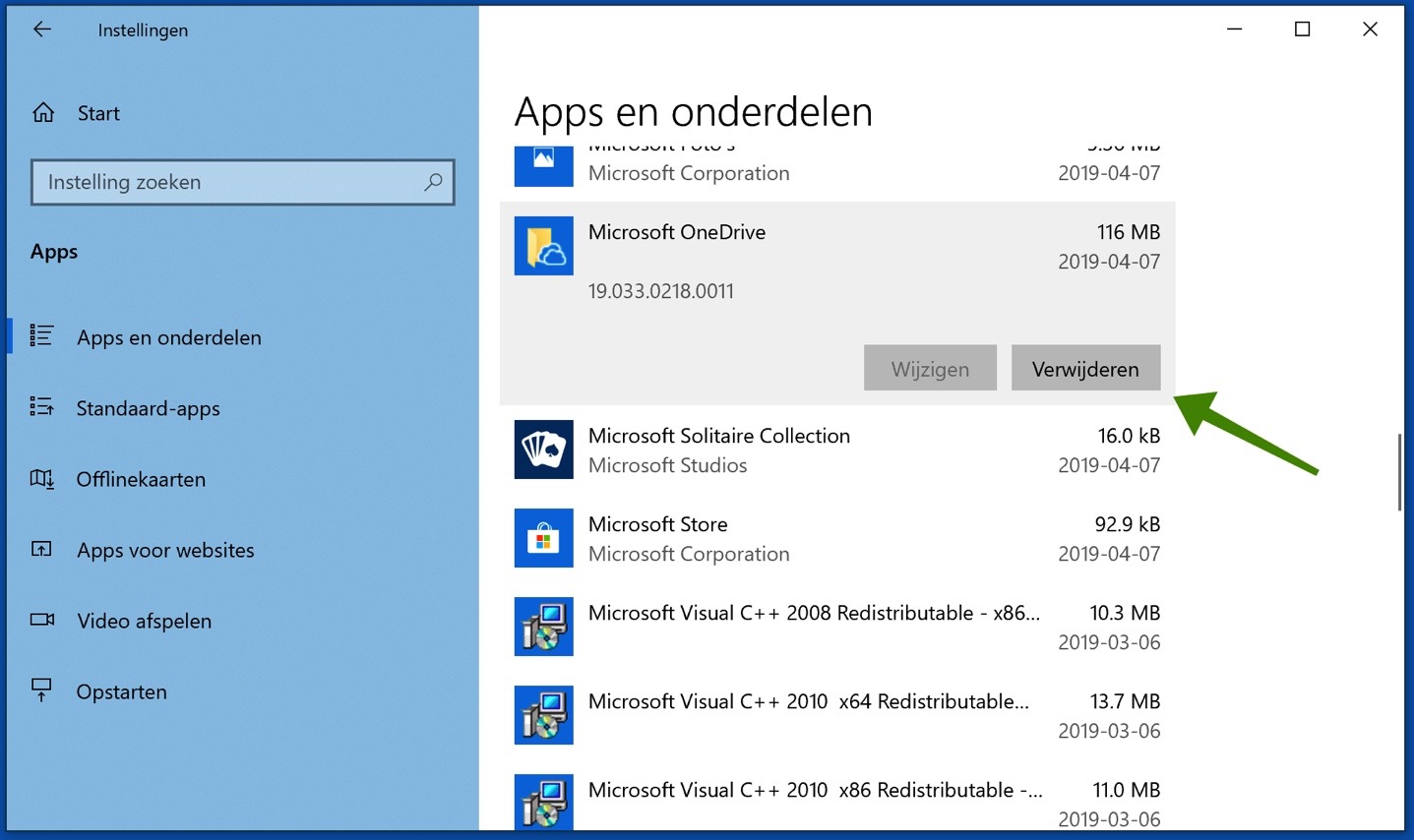 supprimer des applications Windows 10