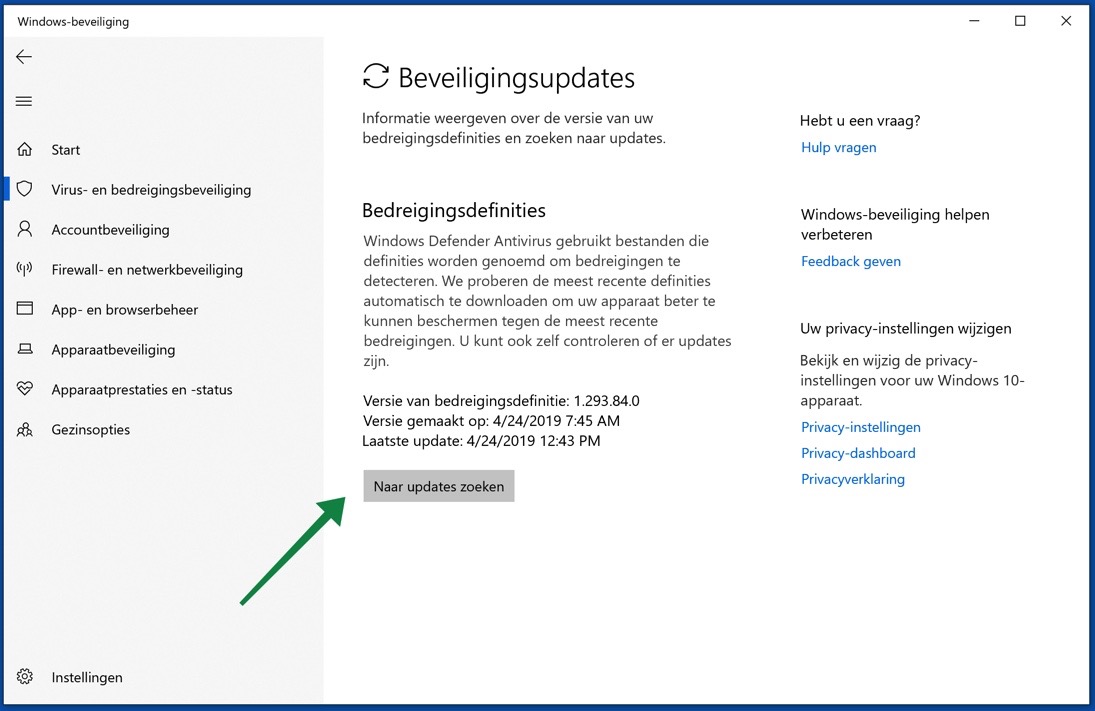 beveiligingsupdates installeren windows 10