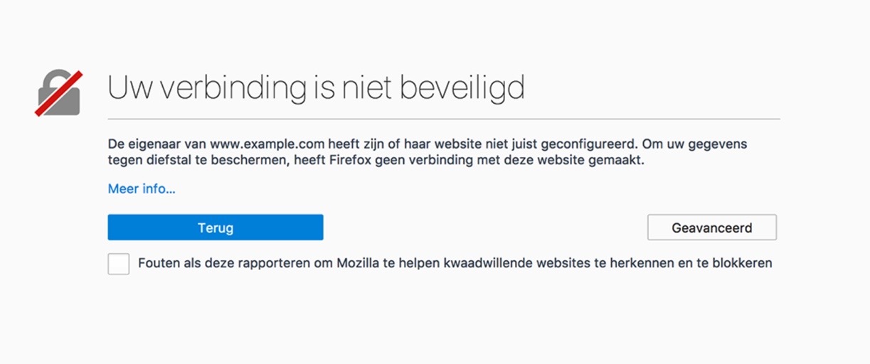 uw verbinding is niet veilig firefox melding