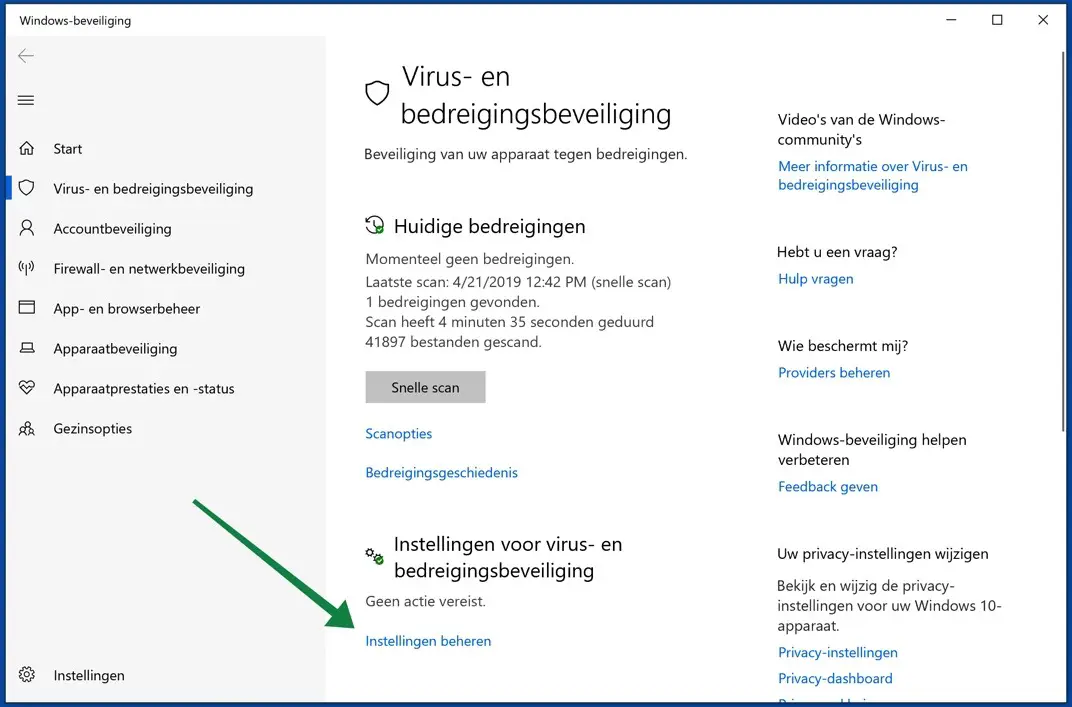 windows 10 antivirus inschakelen