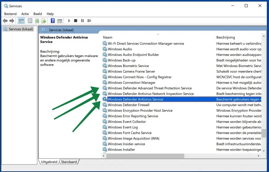 windows defender antivirus service