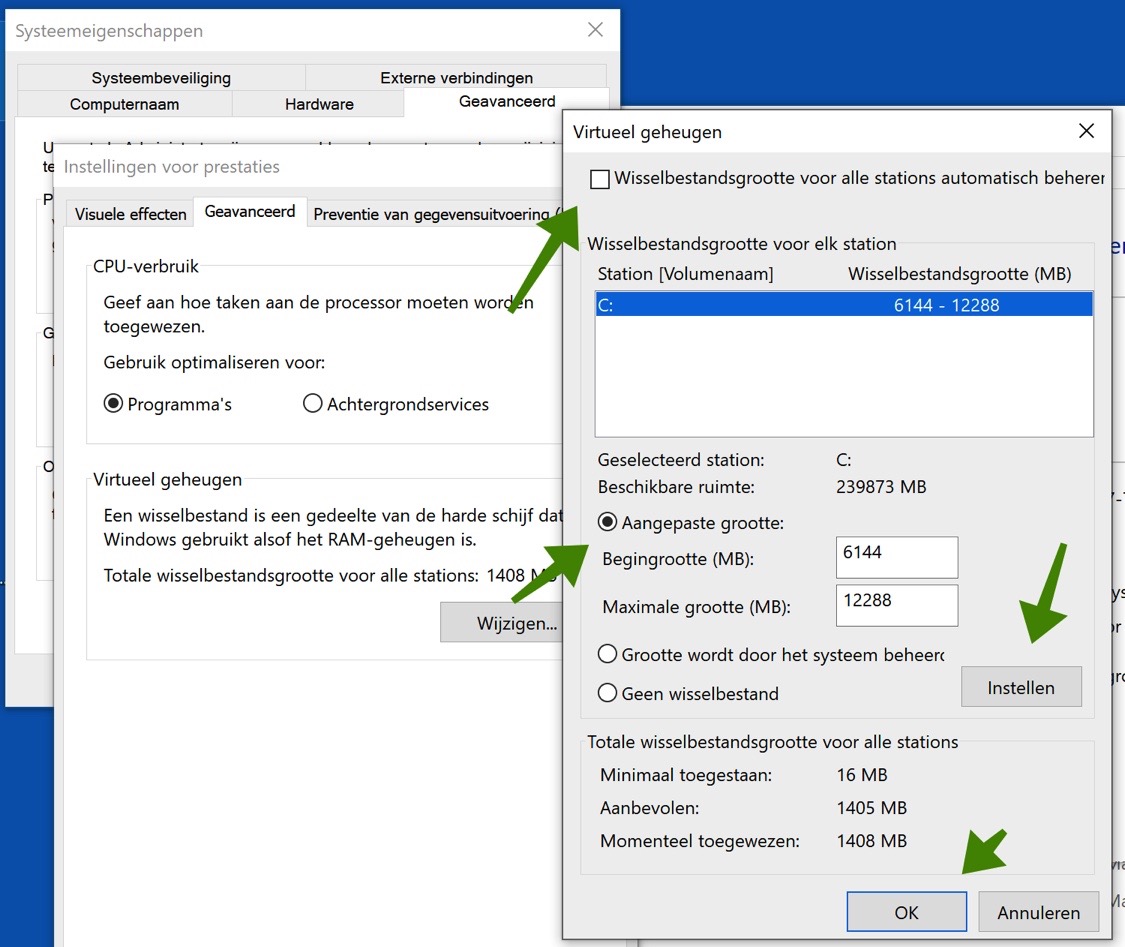 wisselbestanden paging file windows 10