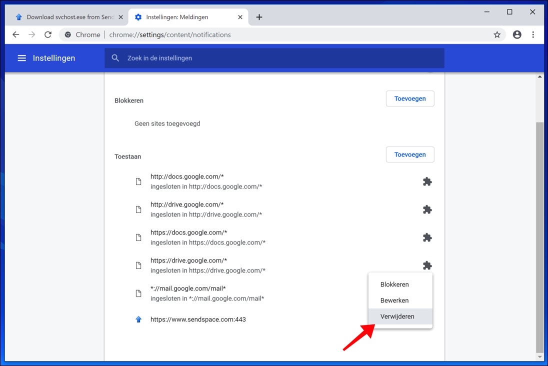 Entfernen Sie Benachrichtigungen von Google Chrome