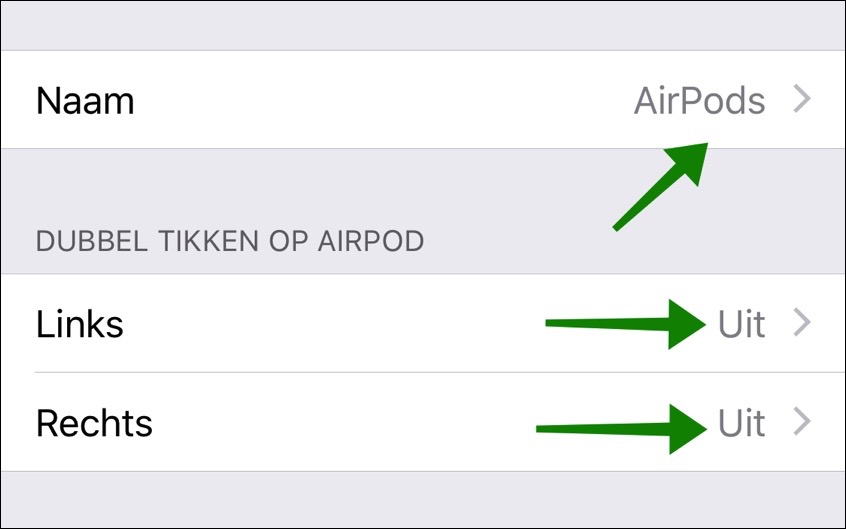 cambiar la configuración de los airpods