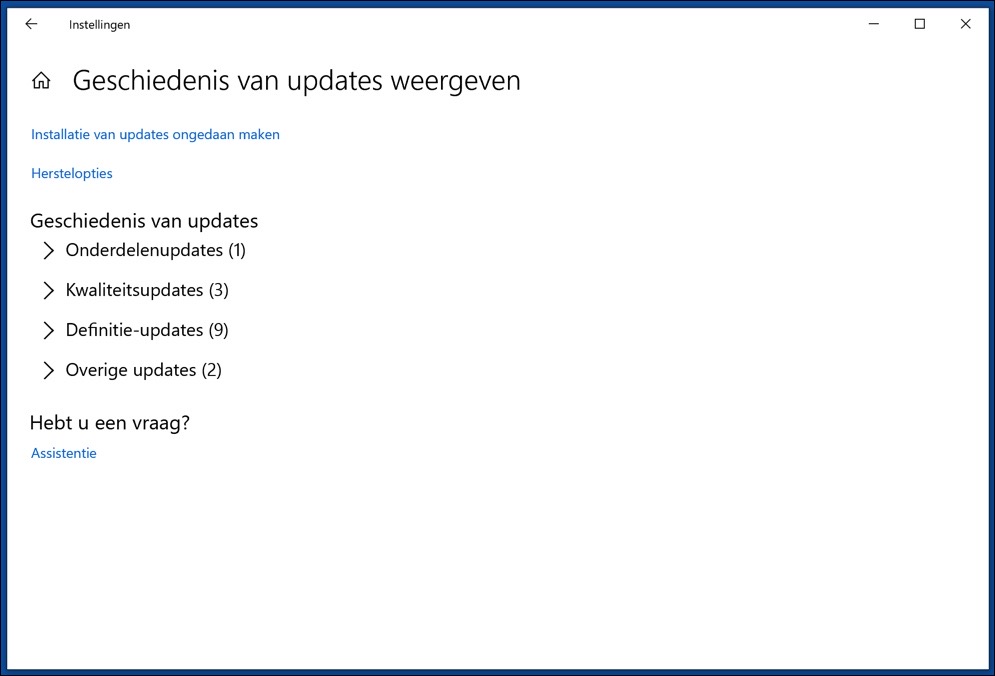 geschiedenis van updates weergeven