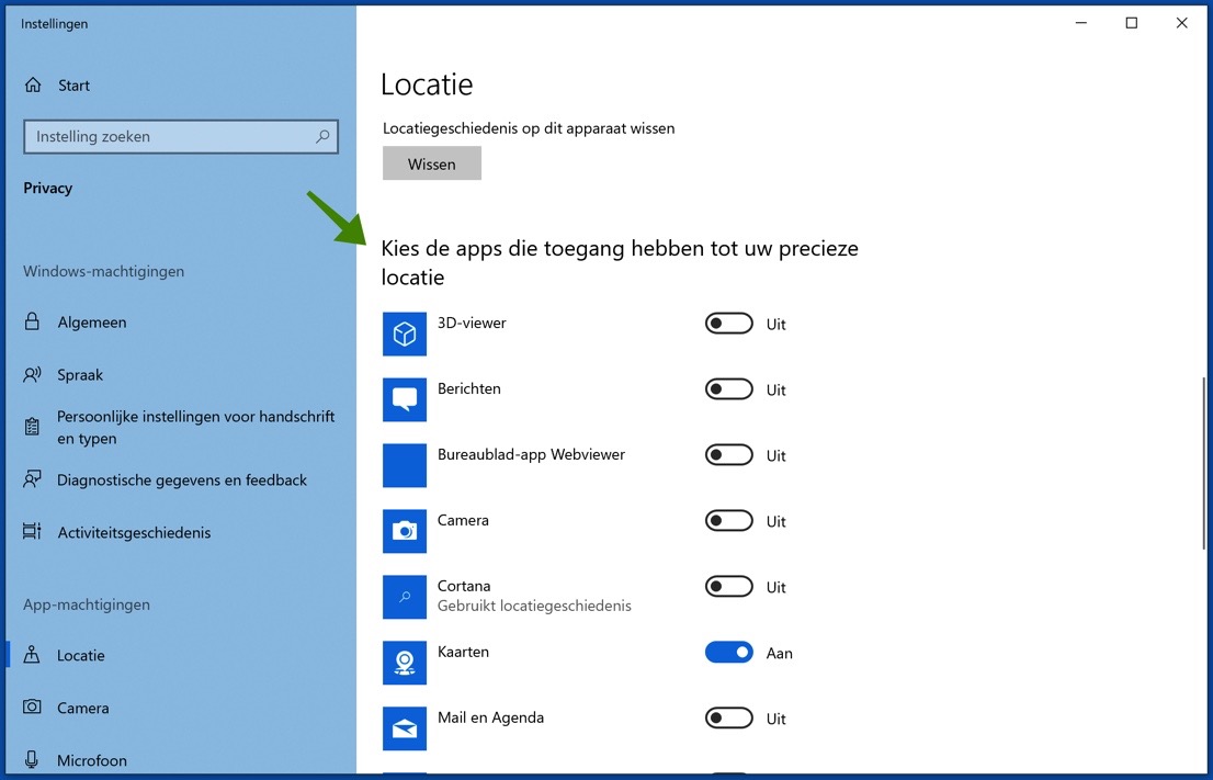 Les applications Win10 accèdent aux services de localisation