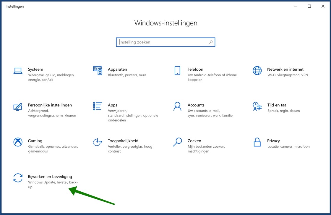 configurações de atualização do Windows 10