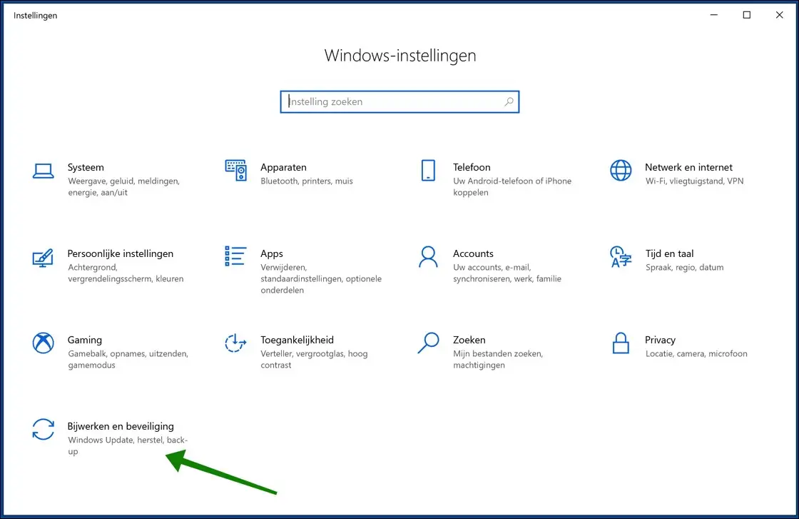 windows 10 update instellingen